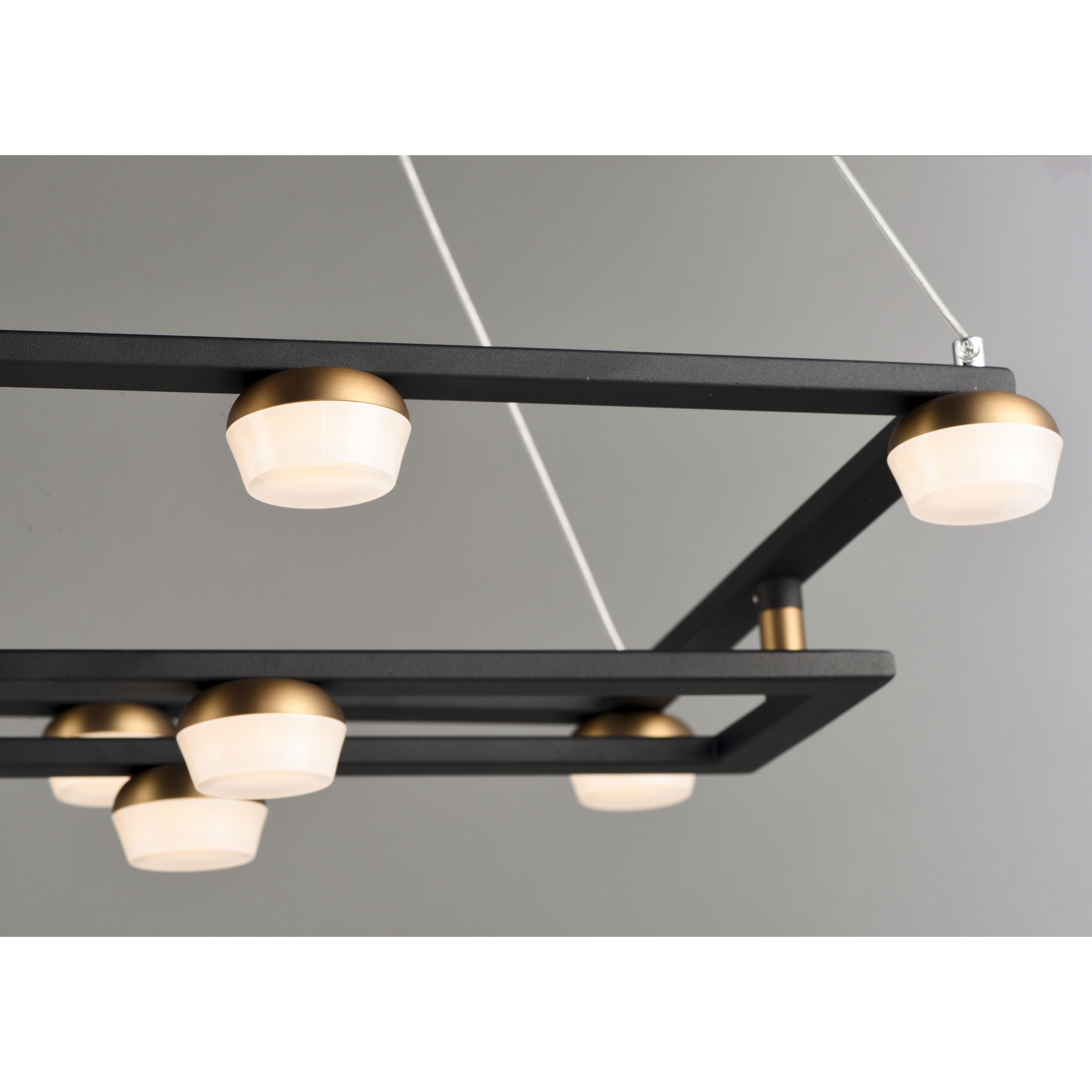Button LED 15.75 inch Black and Gold Suspension Pendant Ceiling Light
