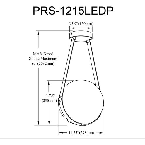 Persis LED 11.75 inch Aged Brass Single Drop Pendant Ceiling Light