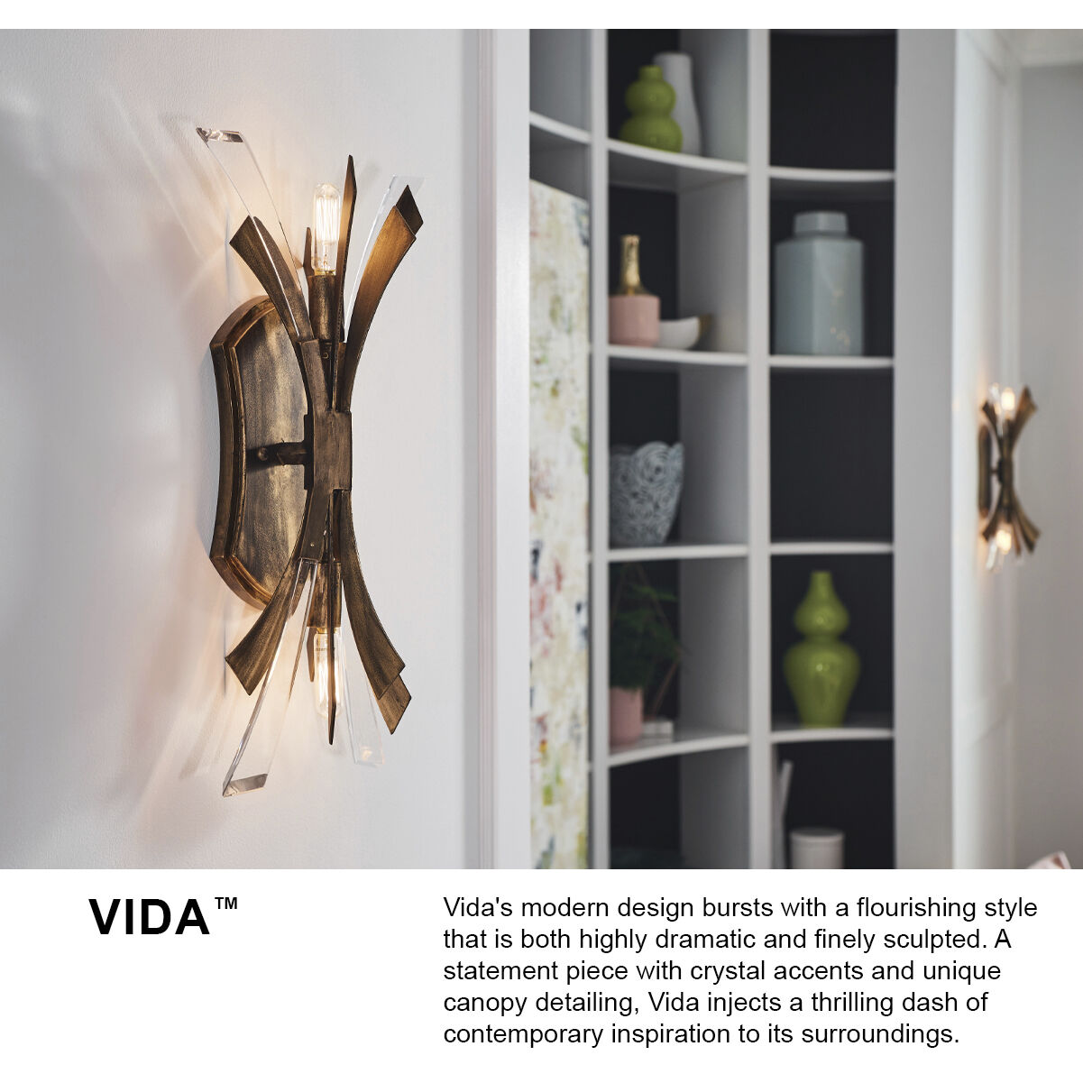 Vida LED 9 inch Burnished Gold Sconce Wall Light