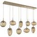 Cosmos Incandescent 9 Light Gilded Brass Linear Pendant Ceiling Light in Bronze Cosmos, Multi-Port