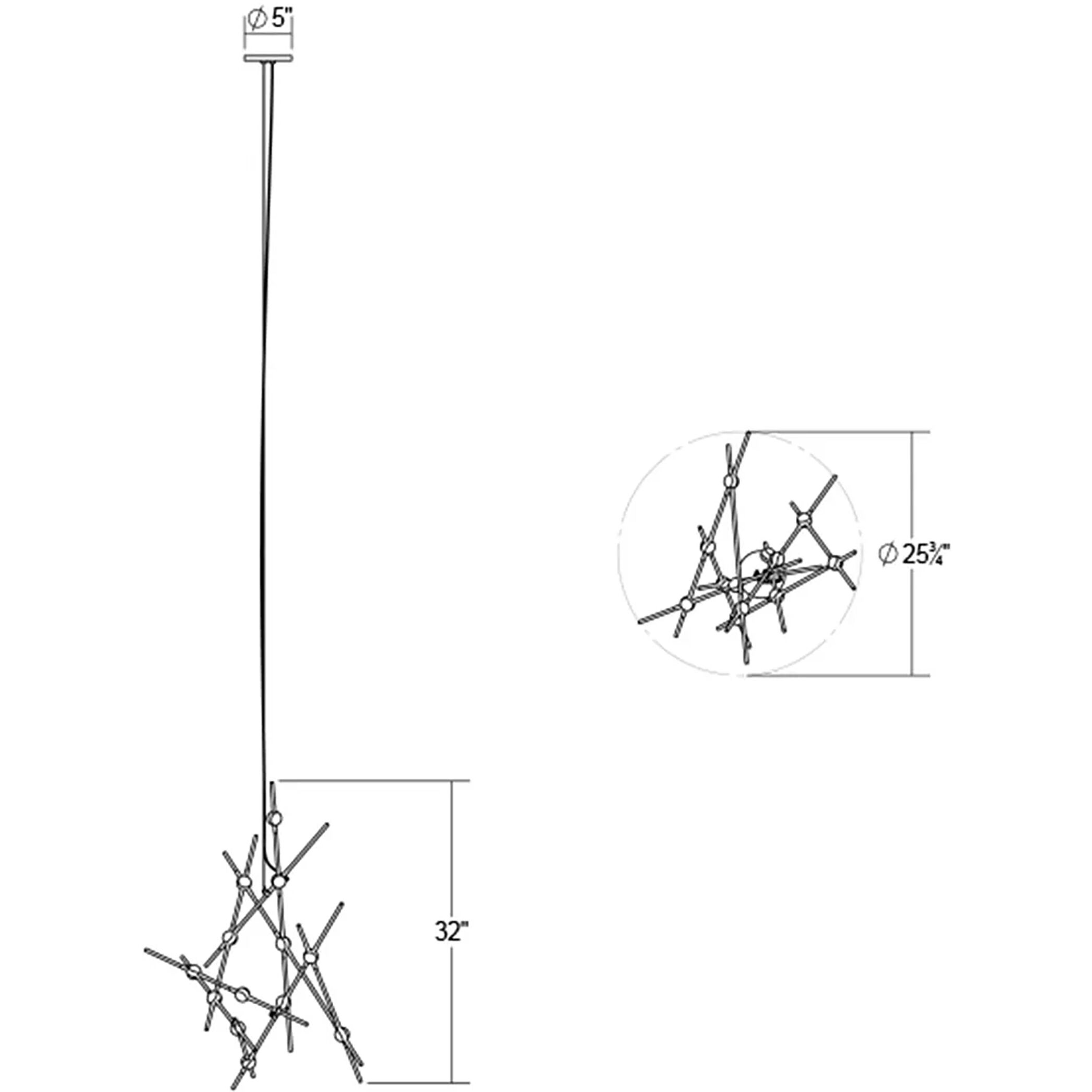 Constellation Aquila Minor LED 25.75 inch Satin Nickel Chandelier Ceiling Light in 3000K, 20 ft. Cord, White Optical Acrylic