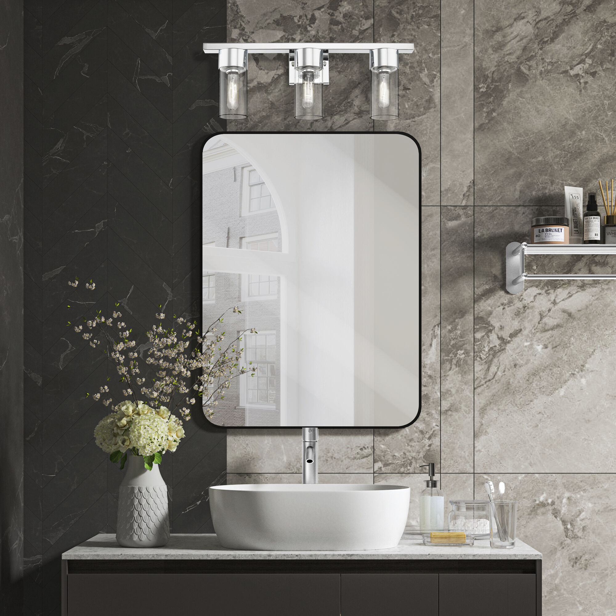 Carson 3 Light 23 inch Polished Chrome Vanity Sconce Wall Light