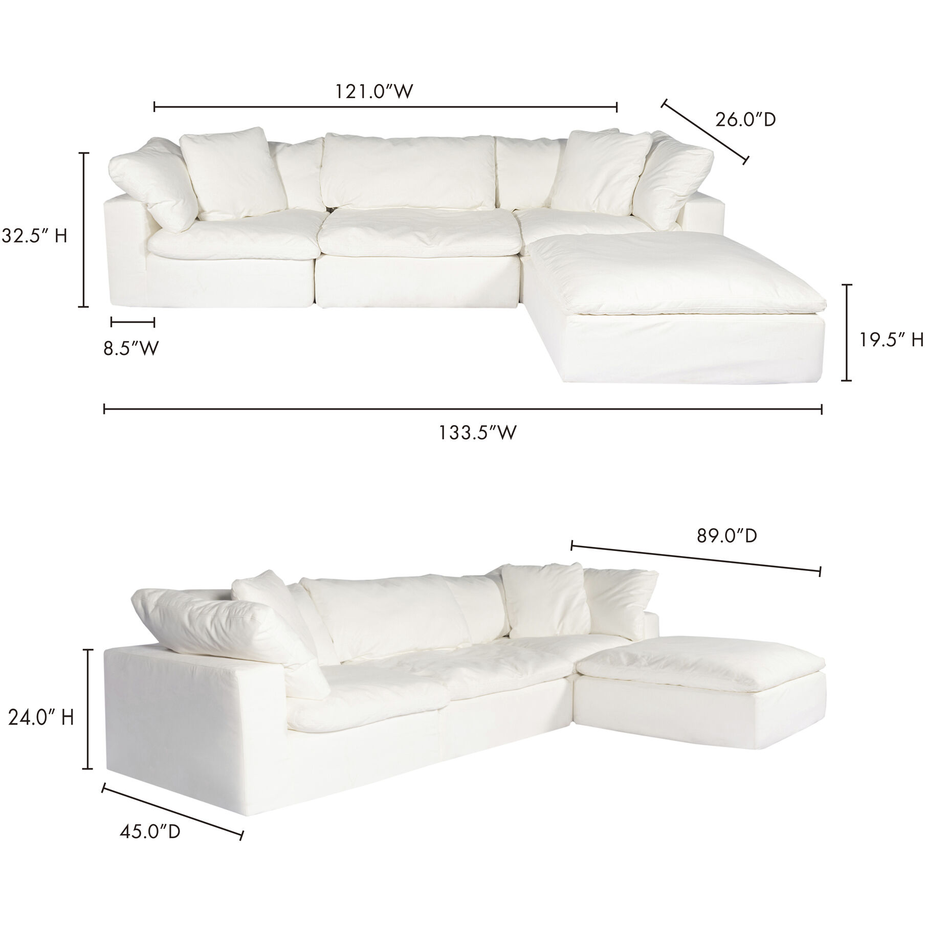 Clay White Lounge Modular Sectional