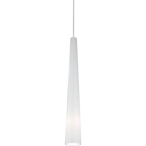 Zenith 1 Light 120 Satin Nickel Low-Voltage Pendant Ceiling Light in Halogen, Monopoint, White Glass