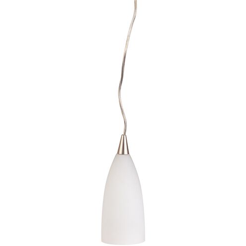 Stupa 1 Light 4 inch Satin Nickel with White Mini Pendant Ceiling Light