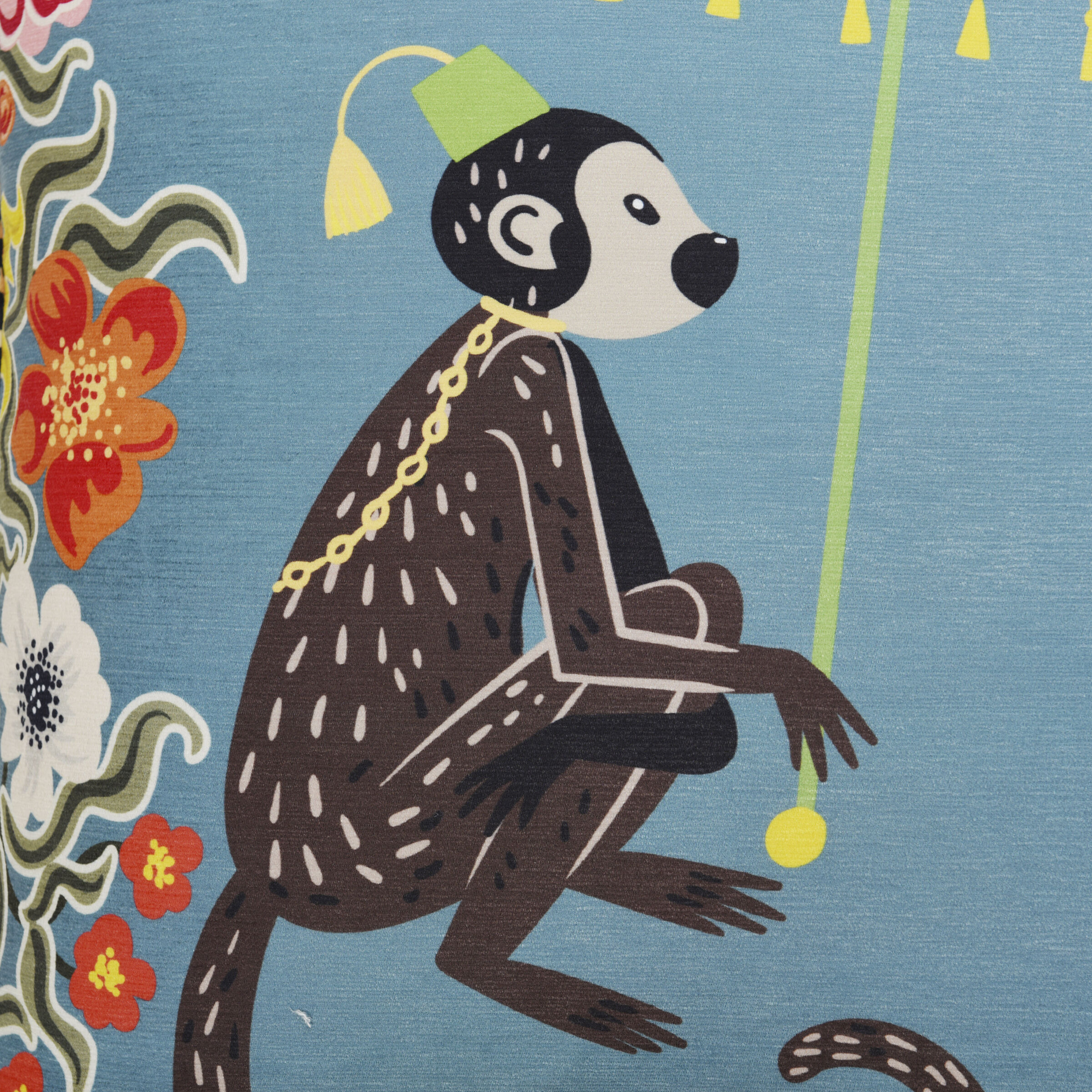 Maharaja Monkey 24 X 6 inch Blue Gray Pillow