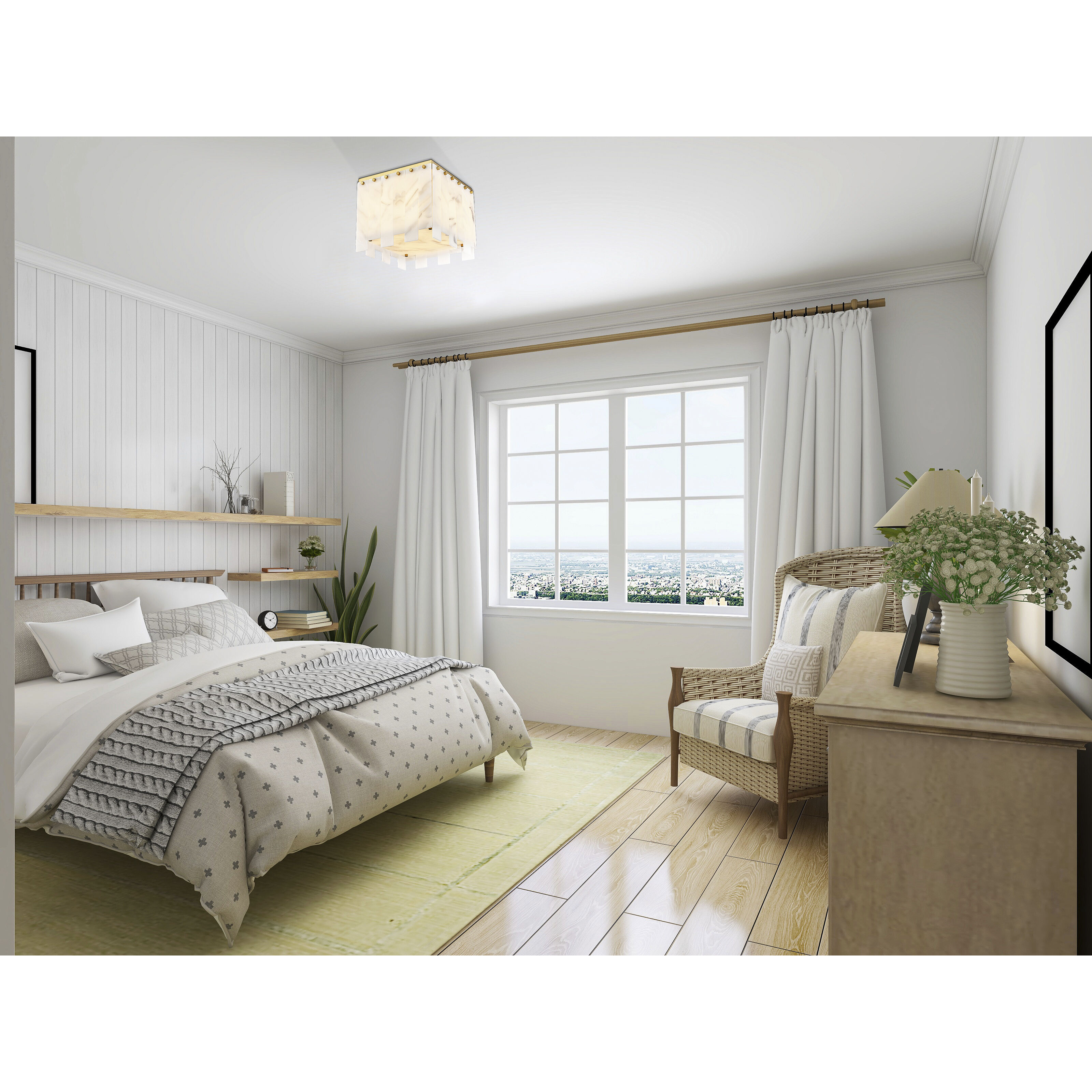 Viviana 4 Light 13.25 inch Rubbed Brass Flush Mount Ceiling Light