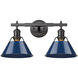 Orwell 2 Light 18 inch Matte Black Bath Vanity Wall Light in Navy