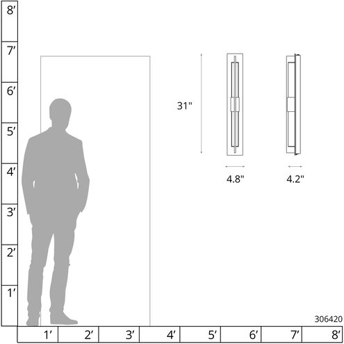 Double Axis LED 31 inch Coastal Black Outdoor Sconce