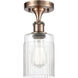 Hadley 1 Light 4.5 inch Antique Copper Semi-Flush Mount Ceiling Light in Clear Glass
