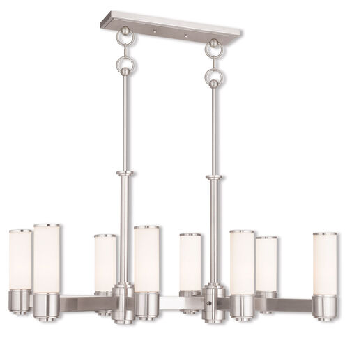 Weston 8 Light 37 inch Brushed Nickel Linear Chandelier Ceiling Light