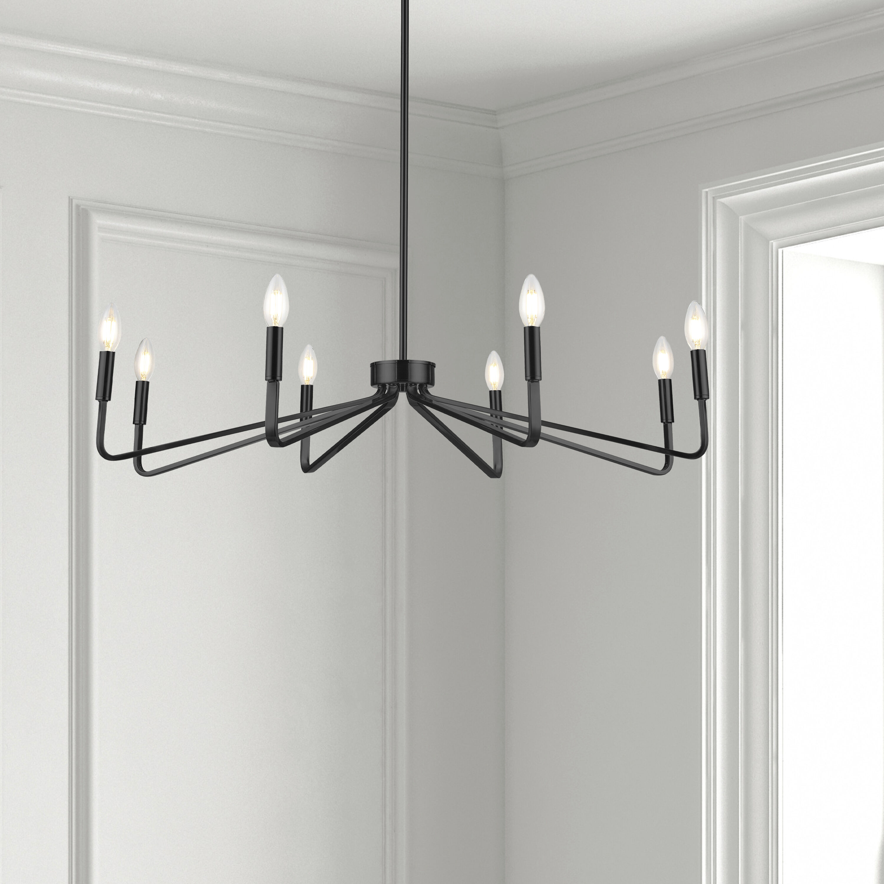 Clayton 8 Light 38 inch Matte Black Chandelier Ceiling Light