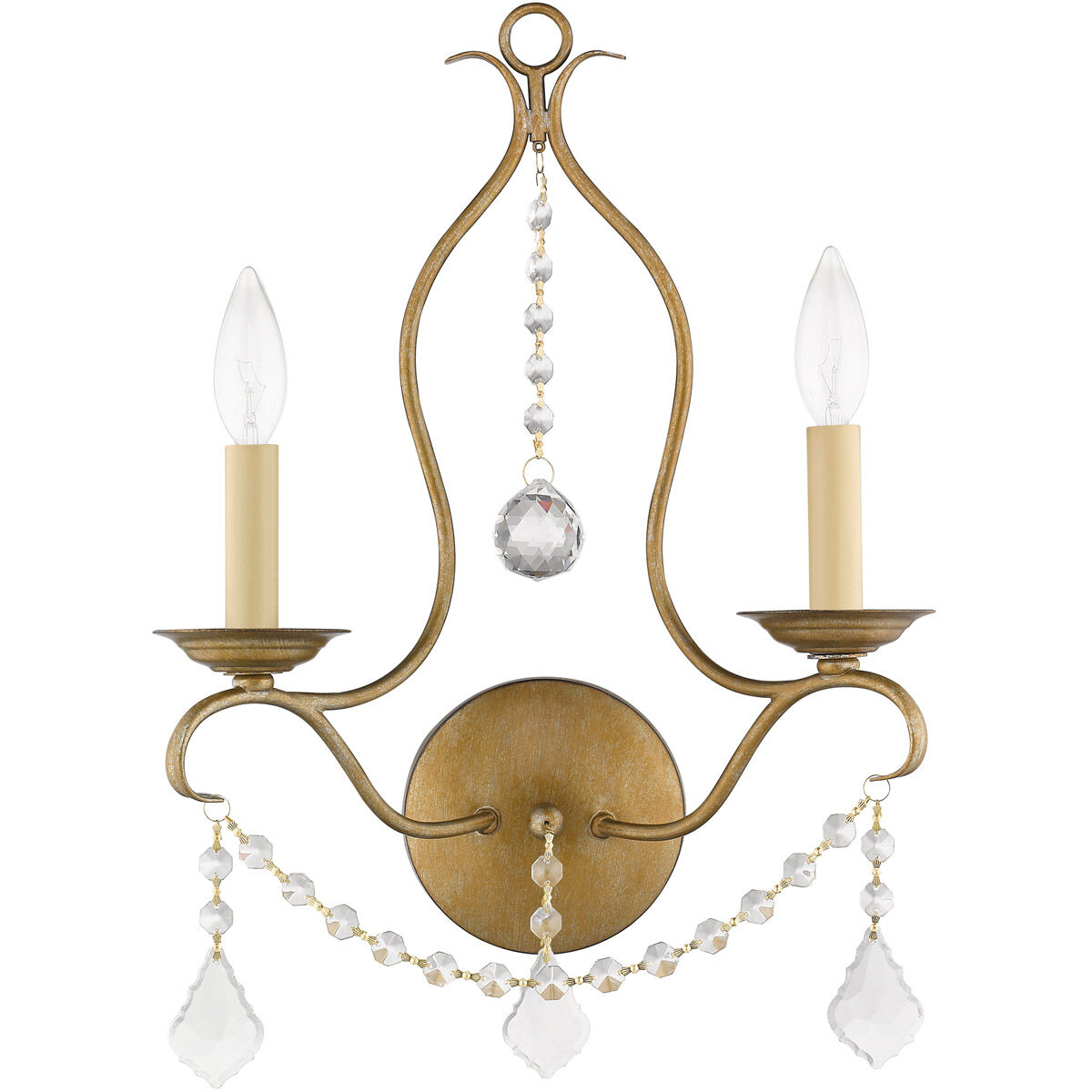 Chesterfield 2 Light 12 inch Antique Gold Leaf Wall Sconce Wall Light