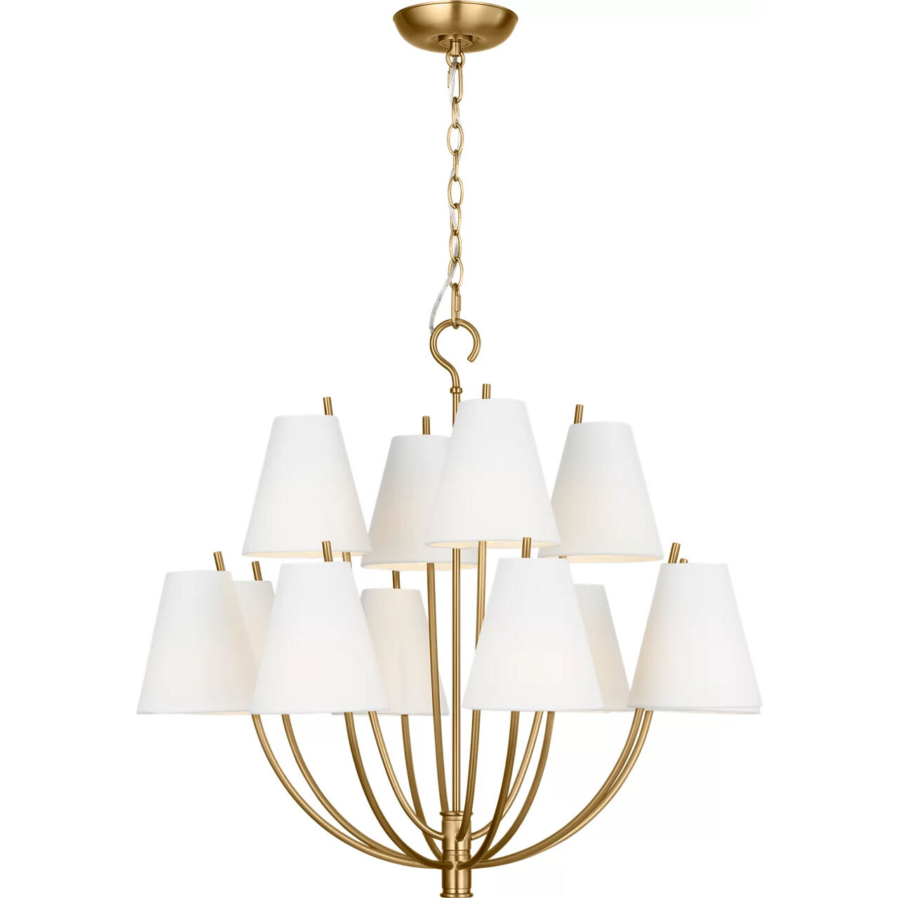 C&M by Chapman & Myers Marina 12 Light 30 inch Burnished Brass Chandelier Ceiling Light