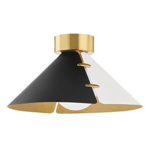 Split LED 15 inch Aged Brass Flush Mount Ceiling Light