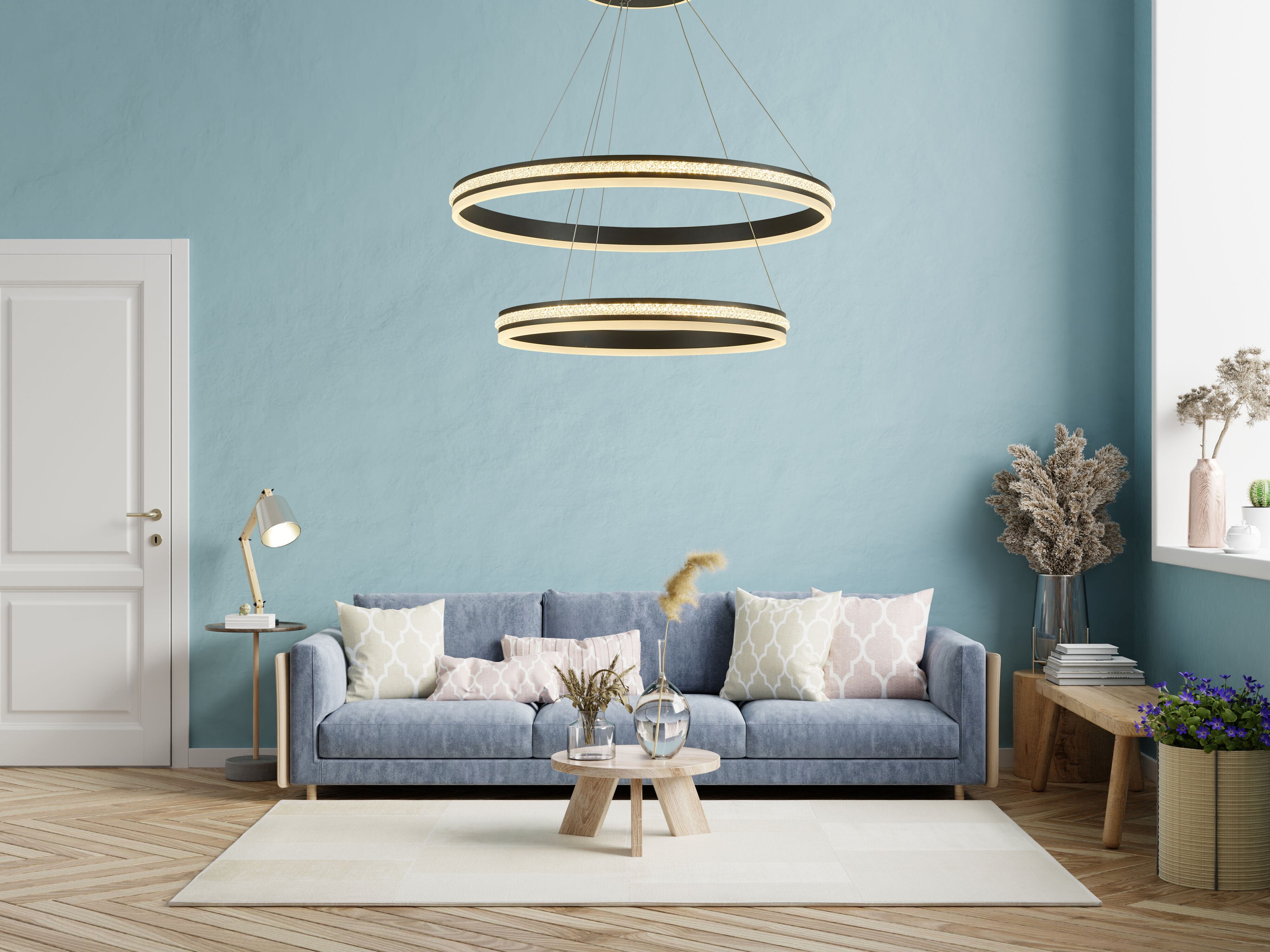 Aurora LED 32 inch Black Dining Chandelier Ceiling Light