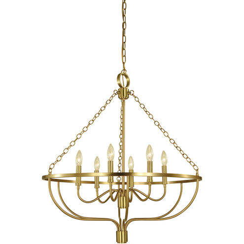 West Town 6 Light 28 inch Brushed Brass Dining Chandelier Ceiling Light