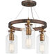 Morrow 3 Light 16 inch Harvard Court Bronze/Gold Semi Flush Mount Ceiling Light, Convertible