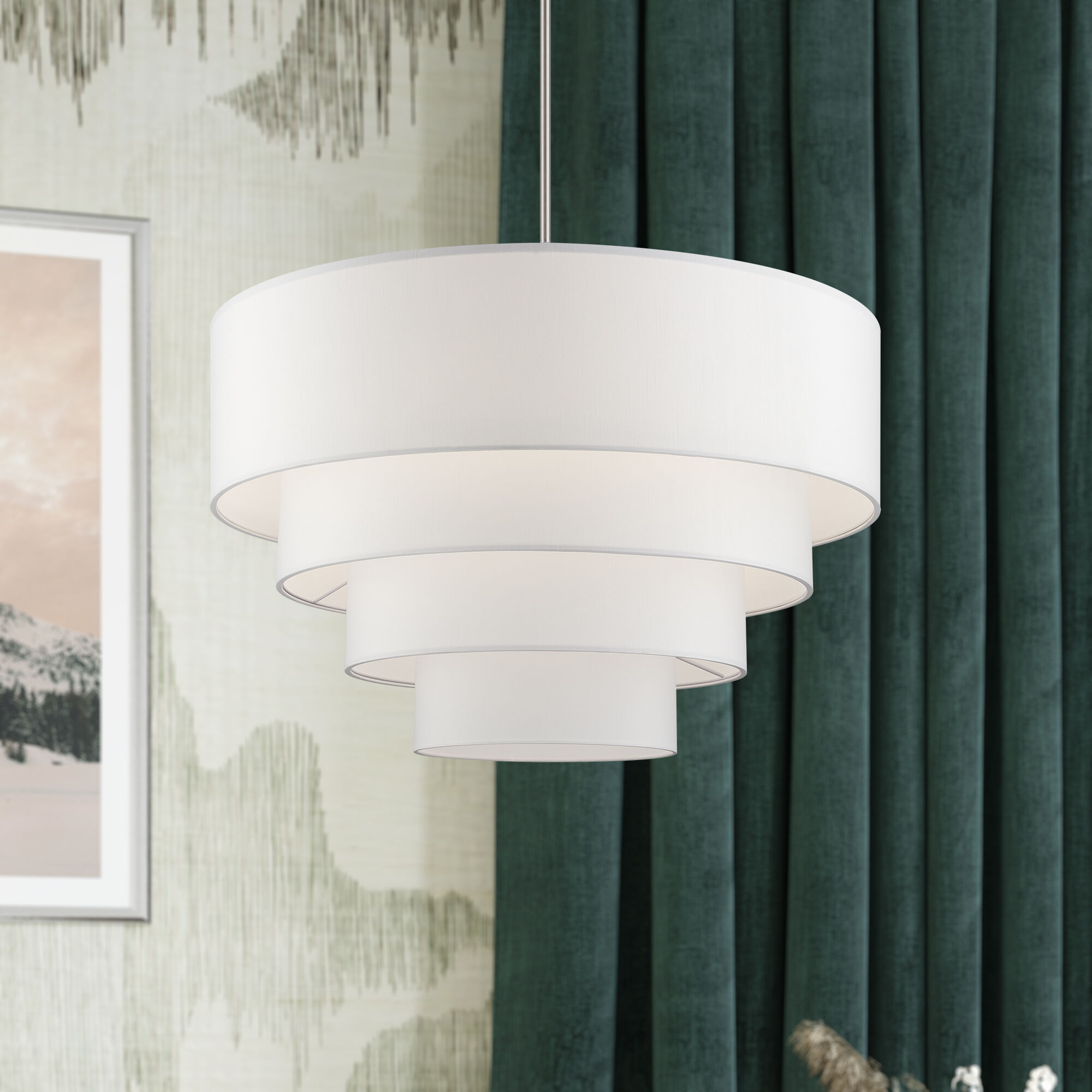 Manorwood 8 Light 35 inch Brushed Nickel Pendant Chandelier Ceiling Light