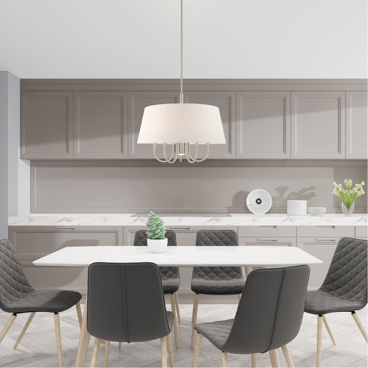 Belclaire 6 Light 24 inch Brushed Nickel Pendant Chandelier Ceiling Light