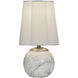 Rosalind 12 inch 40 watt Polished Brass and White Marble Table Lamp Portable Light