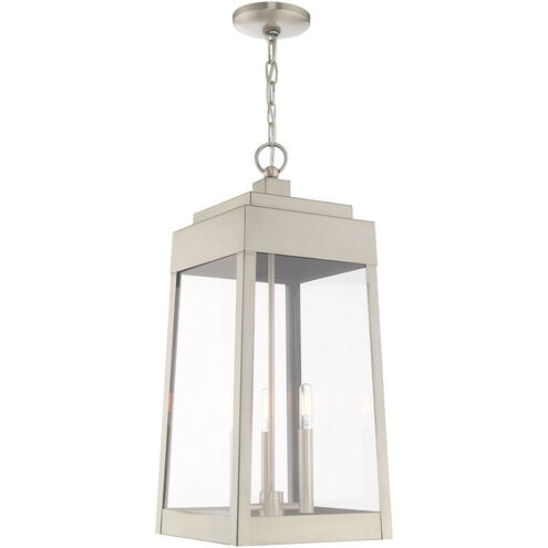 Oslo 3 Light 11 inch Brushed Nickel Outdoor Pendant Lantern