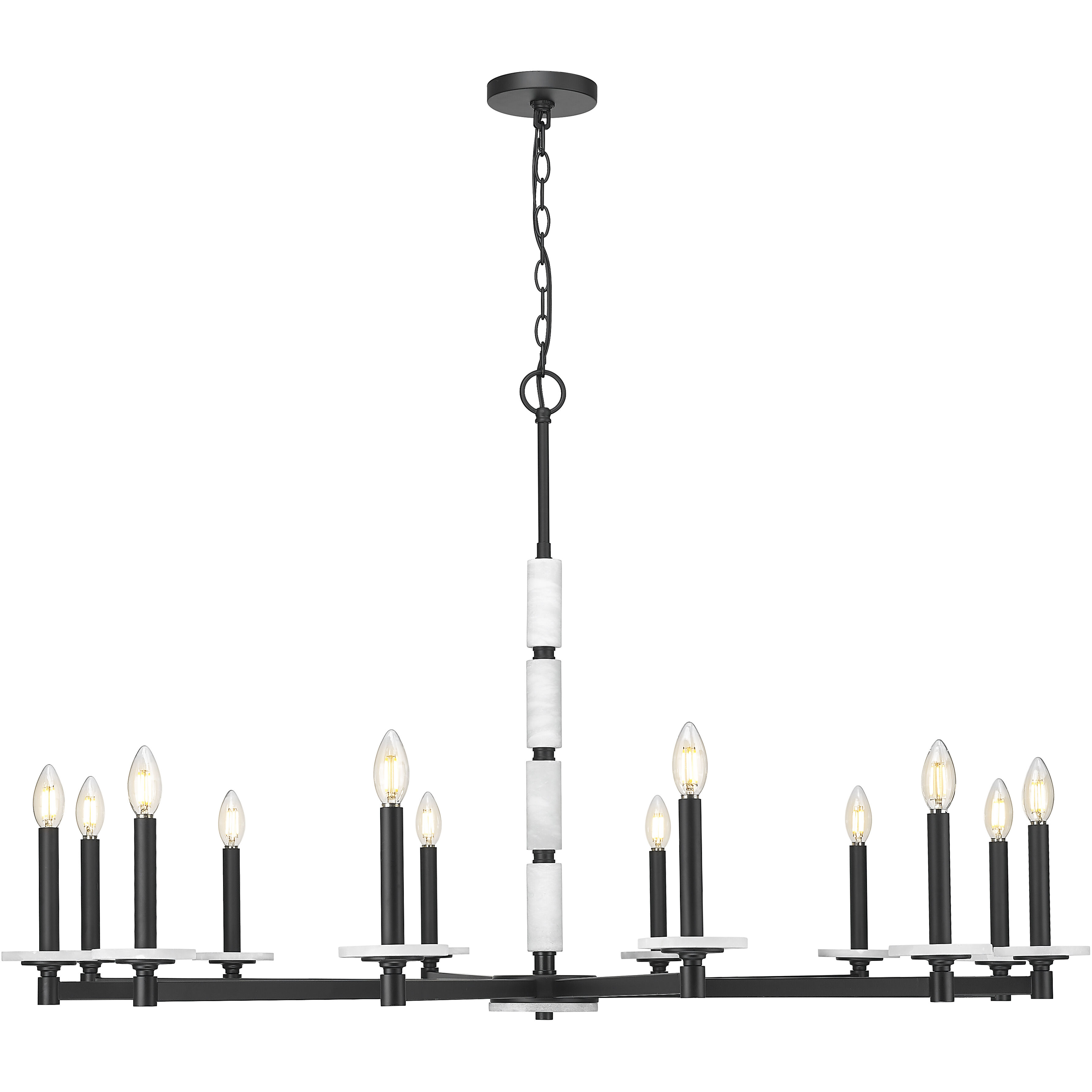 Kaden 12 Light 48 inch Matte Black Chandelier Ceiling Light