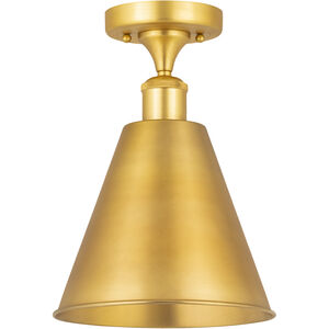 Ballston Cone 1 Light 8 inch Satin Gold Semi-Flush Mount Ceiling Light