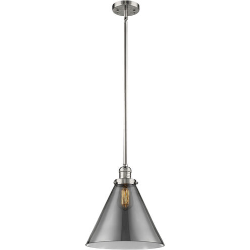 Franklin Restoration Cone LED 12 inch Polished Nickel Mini Pendant Ceiling Light in Plated Smoke, Franklin Restoration
