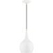 Andes 1 Light 8 inch Shiny White with Polished Brass Accents Mini Pendant Ceiling Light