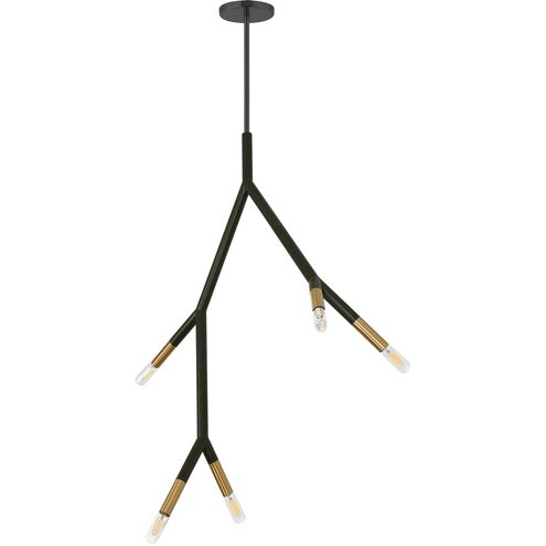 Morgan 5 Light 7.75 inch Matte Black with Aged Brass Pendant Ceiling Light