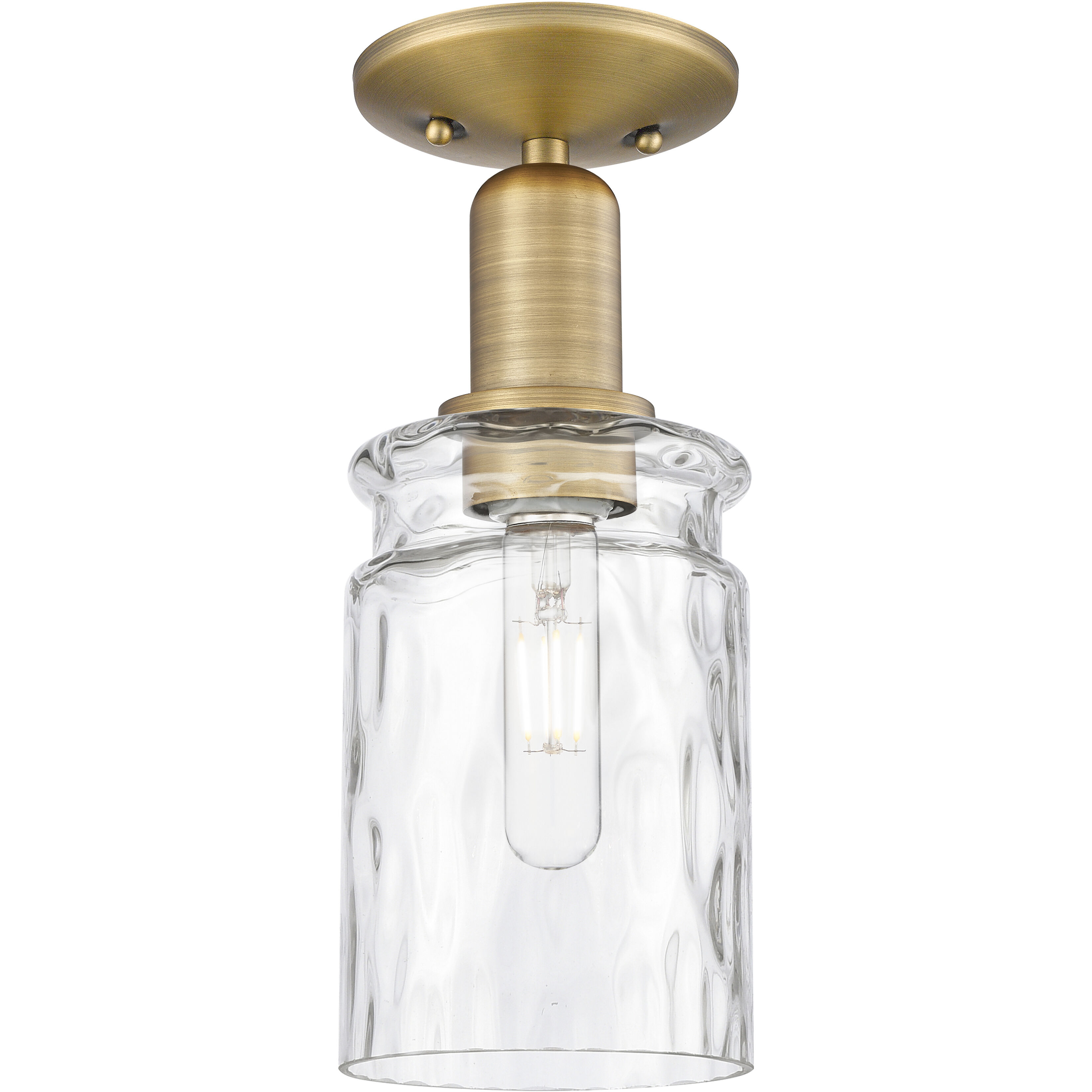 Arcadia Candor 1 Light 4.88 inch Brushed Brass Semi-Flush Mount Ceiling Light