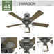 Swanson 44 inch Matte Silver with Autumn Walnut/Natural Wood Blades Ceiling Fan