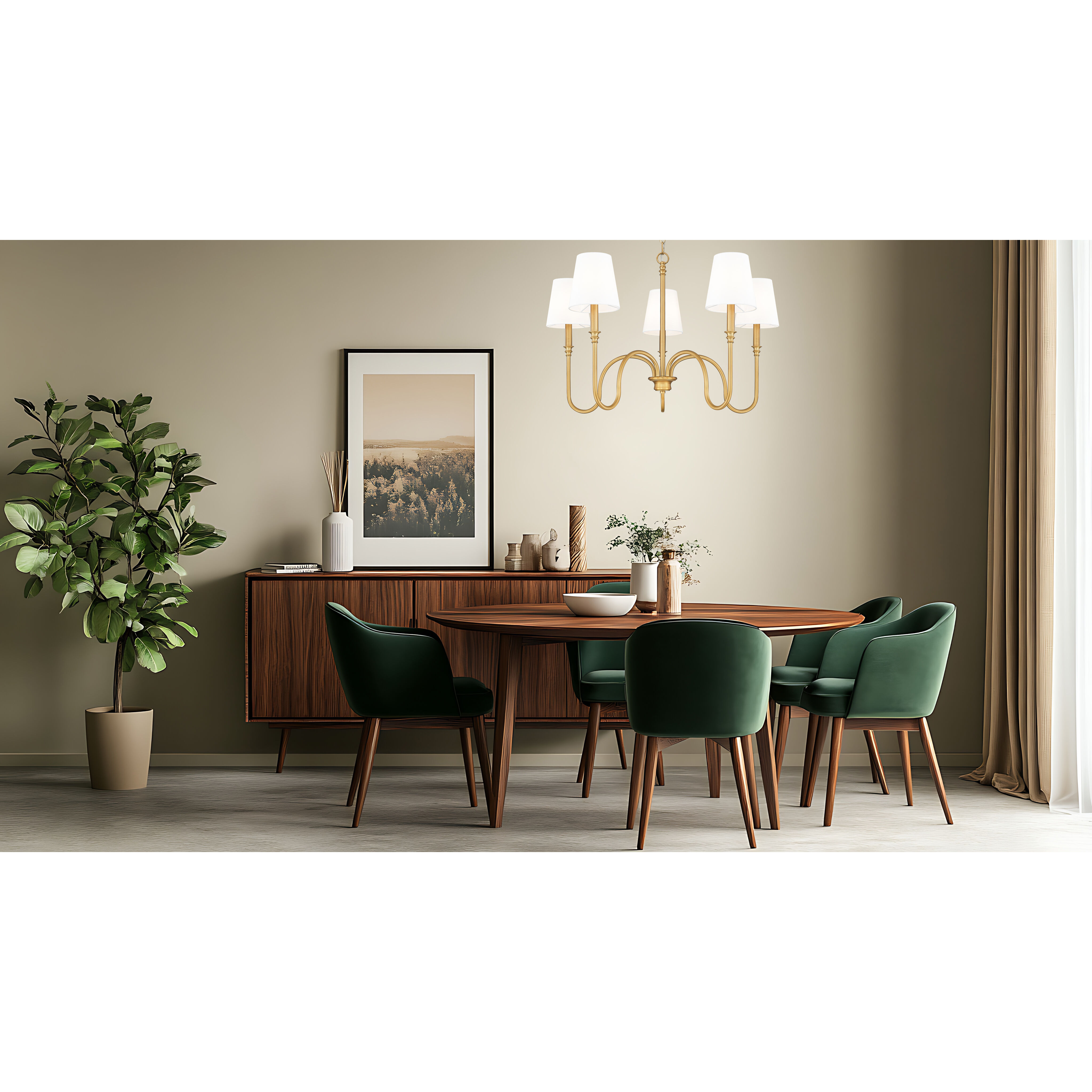 Jisele 5 Light 30 inch Rubbed Brass Chandelier Ceiling Light