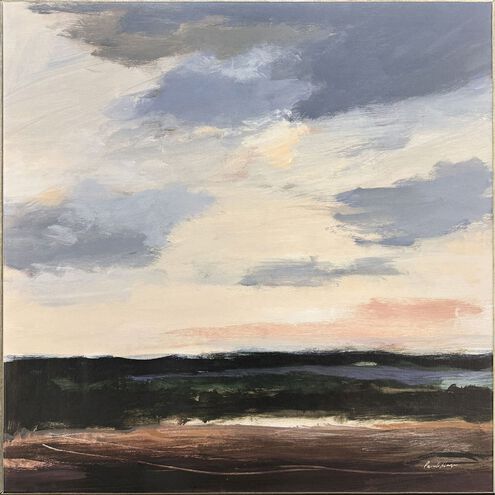 June Light Blue and Green and Brown and Pink Canvas