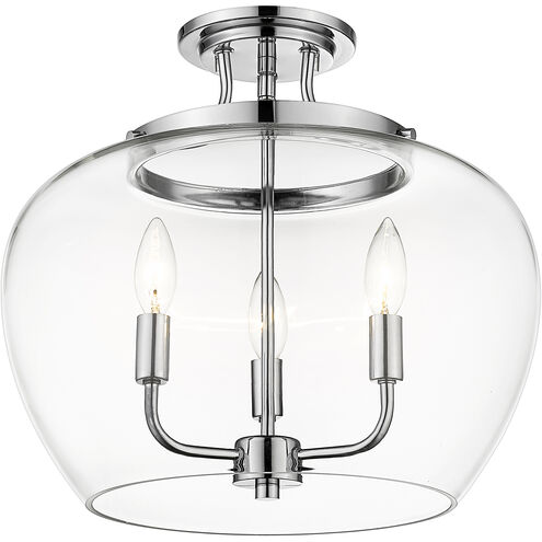 Joliet 3 Light 15.75 inch Chrome Semi Flush Mount Ceiling Light