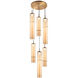 Bambu 6 Light 13.38 inch Aged Gold Brass and Amber Pendant Ceiling Light