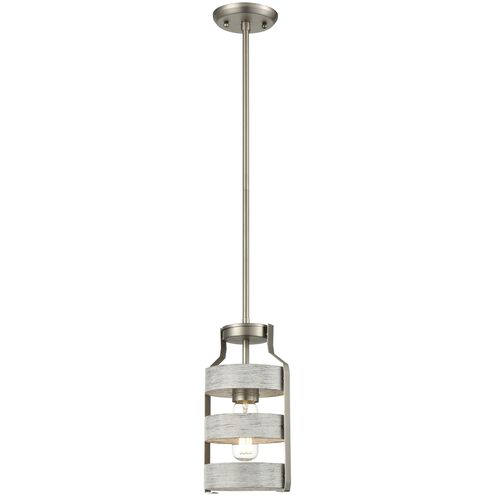 Fort Garry 1 Light Buffed Nickel and Birchwood on Metal Mini-pendant Ceiling Light