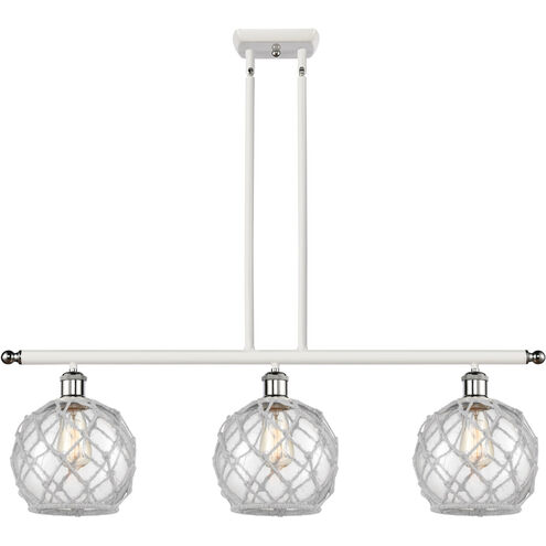Ballston Farmhouse Rope LED 36 inch White and Polished Chrome Island Light Ceiling Light in Clear Glass with White Rope, Ballston