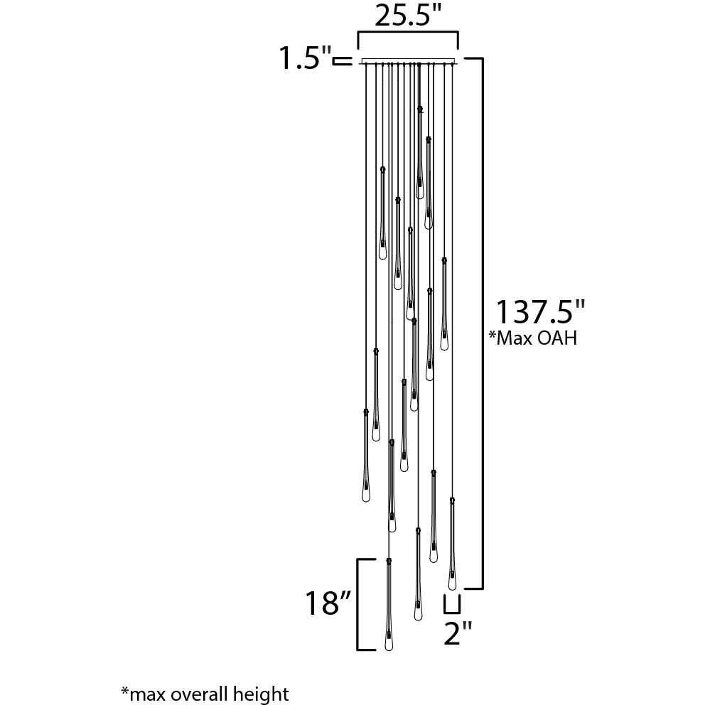 Stillo LED 25.5 inch Black Multi-Light Pendant Ceiling Light