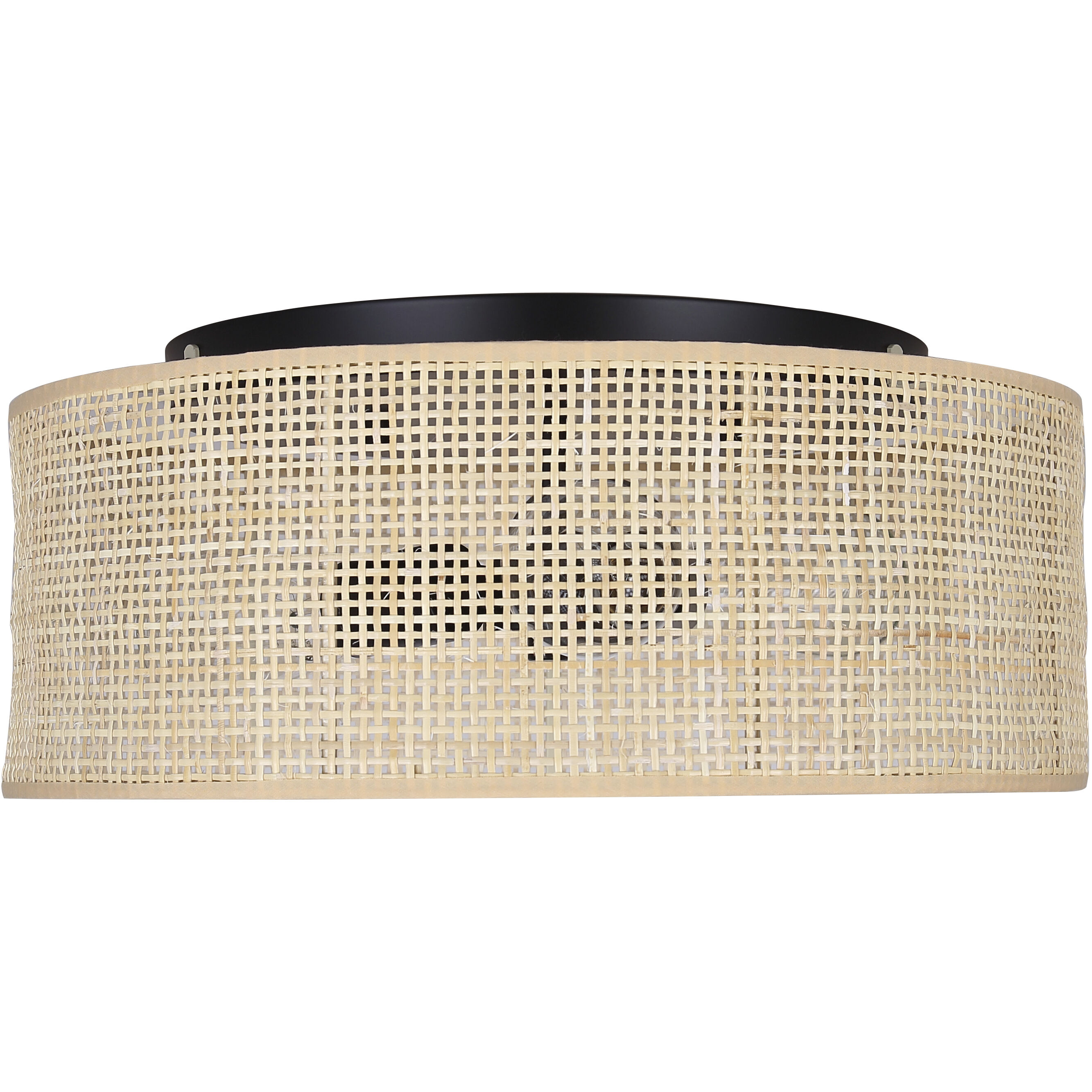 Bellamy 3 Light 16.25 inch Black Flush Mount Ceiling Light in Natural Rattan