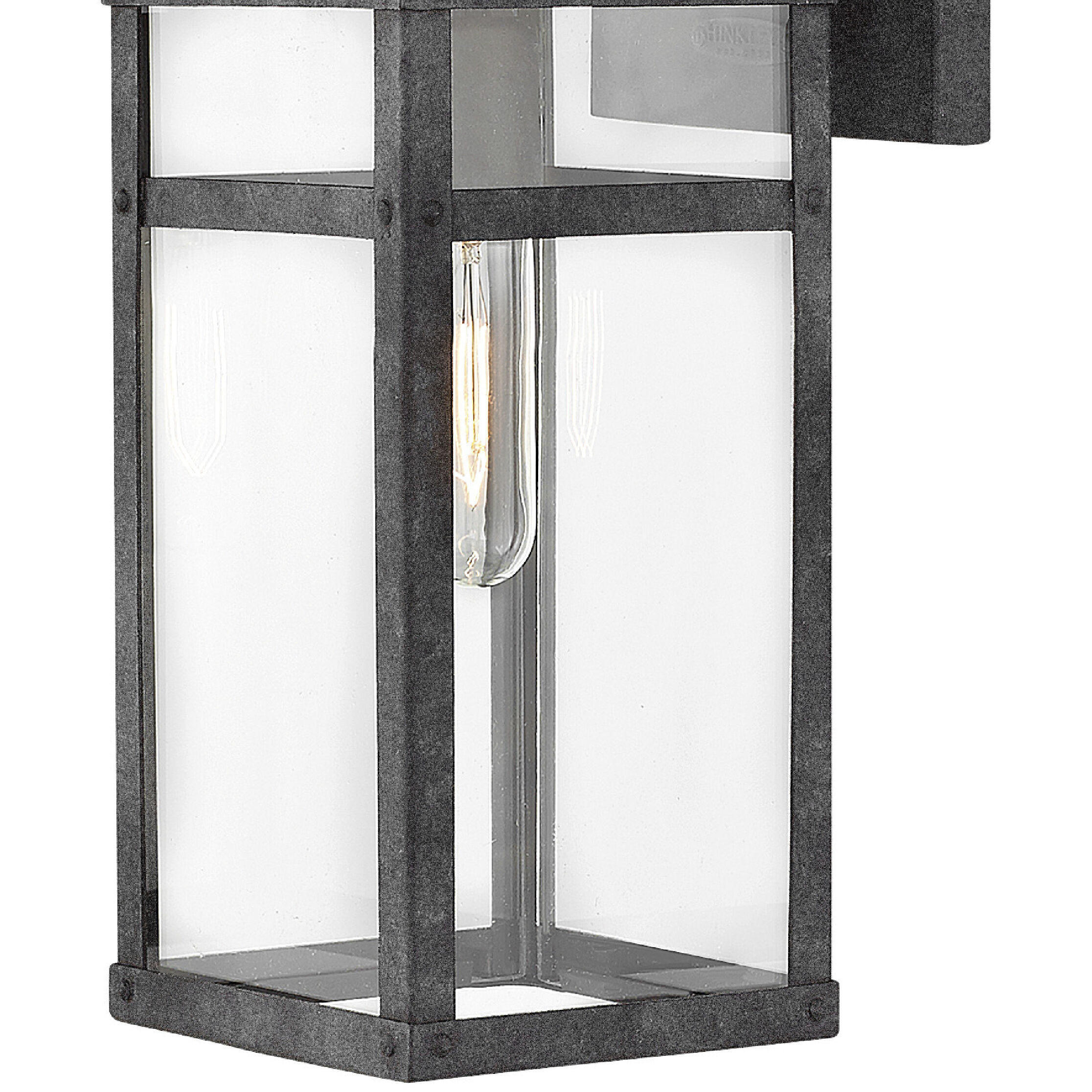 Estate Series Porter Outdoor Wall Mount Lantern in Aged Zinc, Non-LED, Open Air