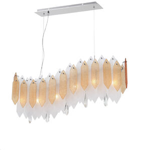 Stratus 6 Light 7 inch Chrome Frame Amber and Frosted Glass Chandelier Ceiling Light