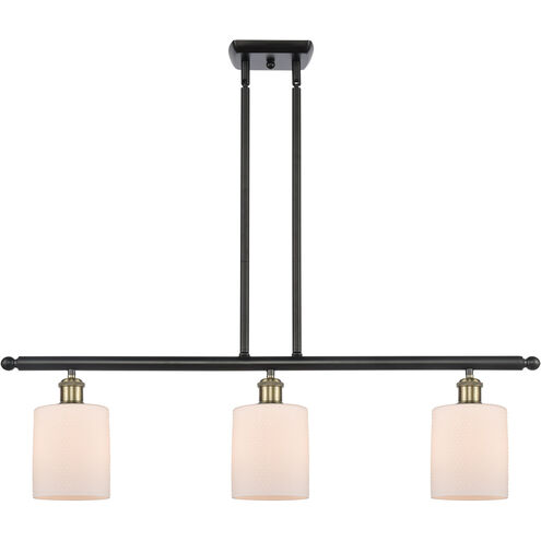 Ballston Cobbleskill 3 Light 36 inch Black Antique Brass Island Light Ceiling Light in Matte White Glass, Ballston