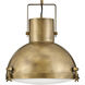 Nautique 1 Light 18 inch Heritage Brass Indoor Pendant Ceiling Light in White