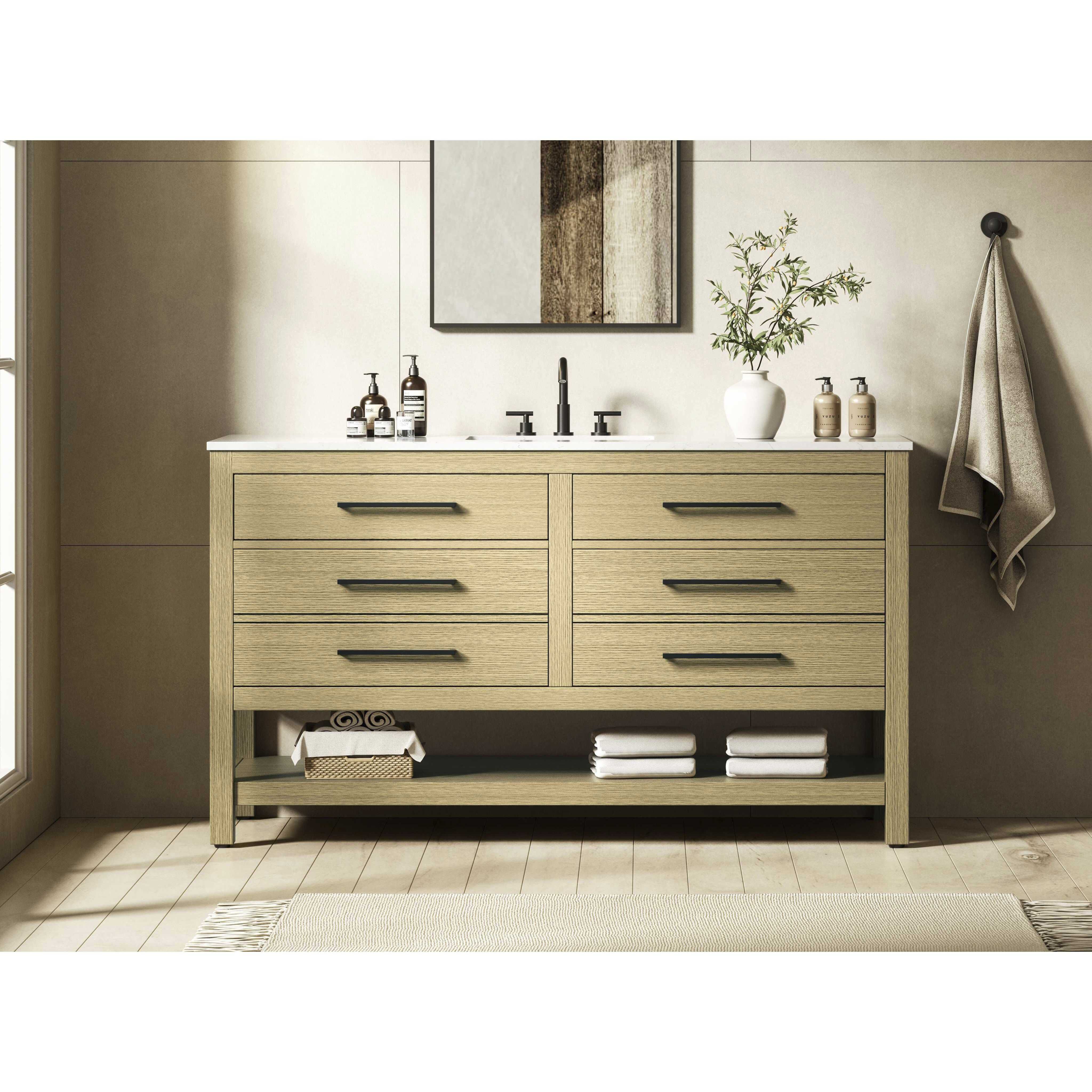 Karson 60 X 34 inch Honey Brown Bathroom Vanity Cabinet