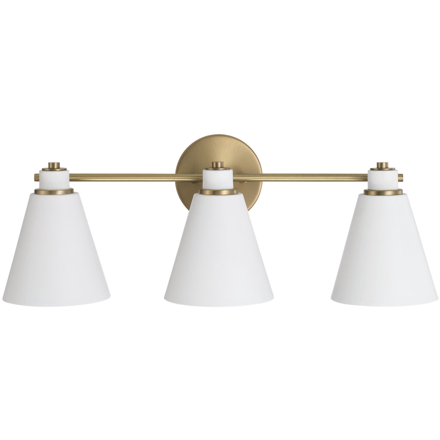 Bradley 3 Light 24 inch Aged Brass and White Vanity Light Wall Light