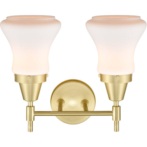 Caden 2 Light 15 inch Satin Brass Bath Vanity Light Wall Light in Matte White Glass