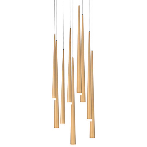 Cascade LED 17 inch Aged Brass Multi-Light Pendant Ceiling Light in 9, Round, 28in.