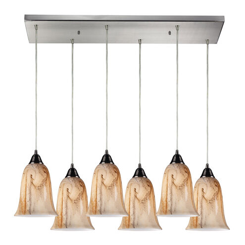 Aqua 6 Light 30 inch Satin Nickel Multi Pendant Ceiling Light, Configurable